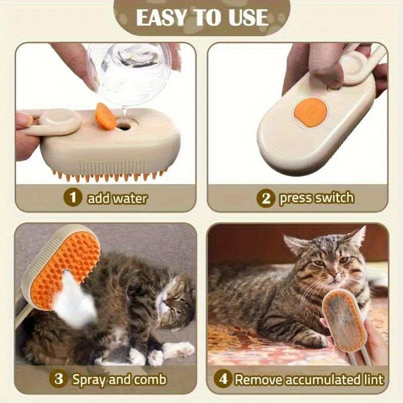 3 in1 Grooming Supplies Steam Brush Cat Brush Cats Vaporizer Pet Hair Brush Remover Pets Cleaning Steamy Spray Massage Comb