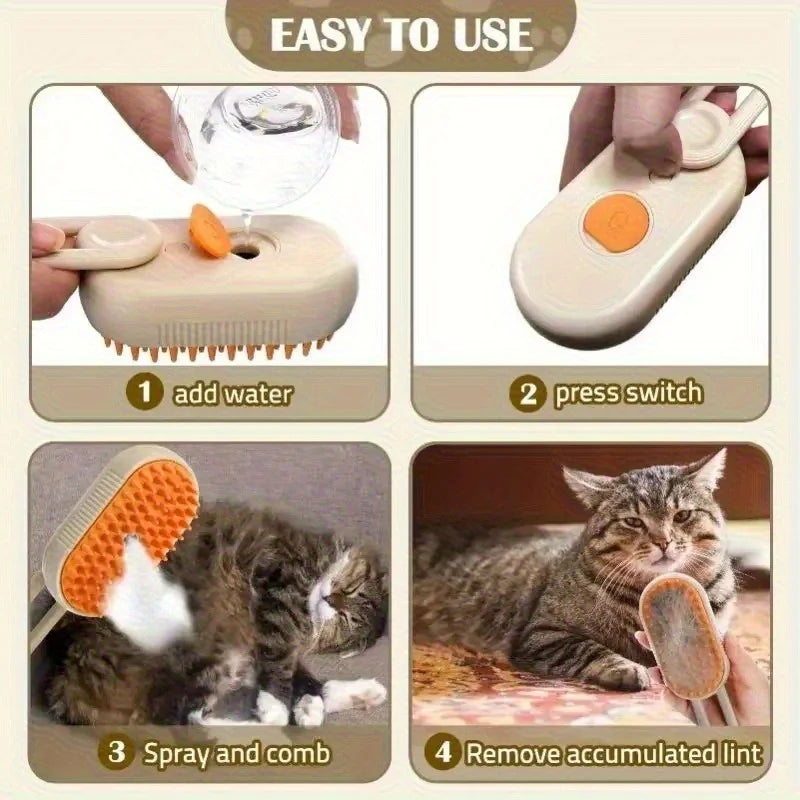 3 in1 Grooming Supplies Steam Brush Cat Brush Cats Vaporizer Pet Hair Brush Remover Pets Cleaning Steamy Spray Massage Comb